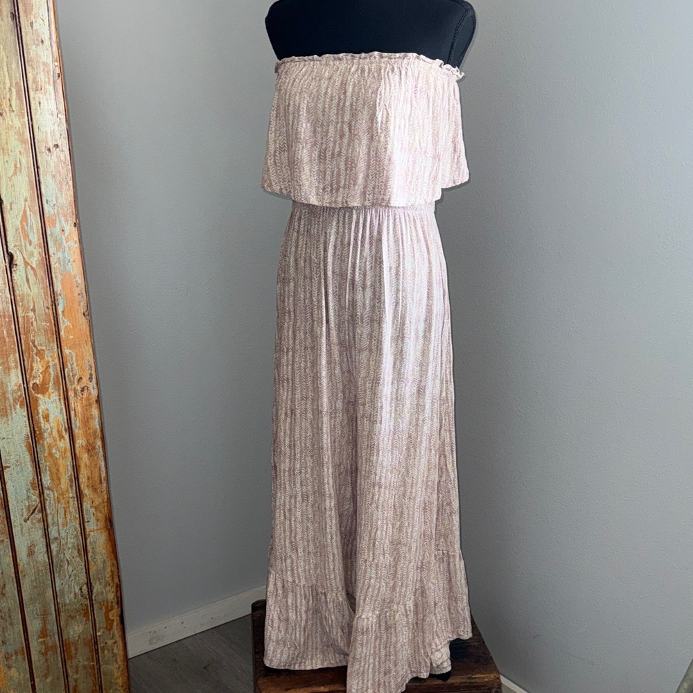 Strapless Pink Textured Flowing Pants
